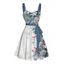 Robe de vacances à imprimé sapin de Noël et flocons de neige, robe à ceinture froncée - Bleu gris M | US 6