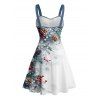 Robe de vacances à imprimé sapin de Noël et flocons de neige, robe à ceinture froncée - Bleu gris M | US 6
