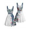 Robe de vacances à imprimé sapin de Noël et flocons de neige, robe à ceinture froncée - Bleu gris M | US 6