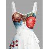 Robe de vacances à imprimé cloches et éléments de sapin de Noël Robe à ceinture froncée - Rouge L | US 8-10