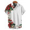 Chemise de vacances pour homme, imprimé sapin de Noël, flocon de neige, cloche, boutonnée - Blanc 4XL