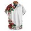 Chemise de vacances pour homme, imprimé sapin de Noël, flocon de neige, cloche, boutonnée - Blanc 4XL