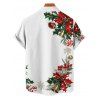 Chemise de vacances pour homme, imprimé sapin de Noël, flocon de neige, cloche, boutonnée - Blanc 4XL