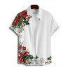 Chemise de vacances pour homme, imprimé sapin de Noël, flocon de neige, cloche, boutonnée - Blanc 4XL