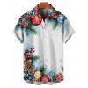 Chemise de vacances pour homme, imprimé cloches et éléments de sapin de Noël, boutonnée - Bleu 3XL