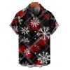 Chemise de Noël à carreaux pour homme, imprimé flocon de neige, boutonnée - Rouge S | US 4