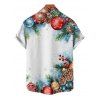 Chemise de vacances pour homme, imprimé cloches et éléments de sapin de Noël, boutonnée - Bleu 3XL
