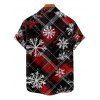Chemise de Noël à carreaux pour homme, imprimé flocon de neige, boutonnée - Rouge S | US 4