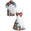 Holiday Couple Outfit Christmas Tree Elements Print Belt Dress and Shirt Set - Bleu S | US 4