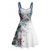 Holiday Couple Outfit Christmas Tree Snowflake Print Belt Dress and Shirt Set - Bleu gris S | US 4