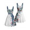 Holiday Couple Outfit Christmas Tree Snowflake Print Belt Dress and Shirt Set - Bleu gris S | US 4