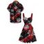 Christmas Couple Outfit Plaid Snowflake Print Belt Dress and Shirt Set - Rouge S | US 4