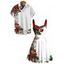 Couple Outfit Christmas Tree Snowflake Bell Print Belt Dress and Shirt Set - Rouge S | US 4