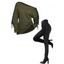 Women Outfit Lace Up Solid Color Textured Skew Neck Top and Leggings Set - Vert Armée S | US 4