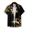 Chemise de vacances pour homme, imprimé élan, sapin de Noël, boutonnée - Noir S