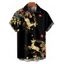 Chemise de vacances pour homme, imprimé élan, sapin de Noël, boutonnée - Noir S