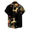 Chemise de vacances pour homme, imprimé élan, sapin de Noël, boutonnée - Noir S