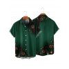 Chemise de vacances pour homme, imprimé sapin de Noël, étoile, pomme de pin, boutonnée - Vert profond XL