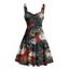 Robe de vacances mini-robe froncée à imprimé floral érable color-block - Noir XXXXXL | US 20