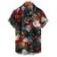Chemise de vacances pour homme, chemise boutonnée à imprimé floral érable colorblock - Noir 5XL
