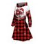 Robe à capuche de vacances à carreaux, imprimé chapeau de Noël flocon de neige, robe à lacets - Rouge XL | US 12