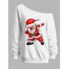 Sweat-shirt de Noël imprimé Père Noël à col incliné - Blanc XL | US 12