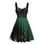 Robe de vacances Mini-robe froncée à imprimé sapin de Noël, étoile, pomme de pin - Vert profond L | US 8-10