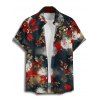 Vacation Couple Outfit Colorblock Maple Floral Print Dress and Shirt Set - Noir S | US 4