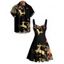 Holiday Couple Outfit Elk Christmas Tree Elements Print Dress and Shirt Set - Noir S | US 4