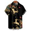 Holiday Couple Outfit Elk Christmas Tree Elements Print Dress and Shirt Set - Noir S | US 4