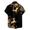 Holiday Couple Outfit Elk Christmas Tree Elements Print Dress and Shirt Set - Noir S | US 4