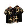 Holiday Couple Outfit Elk Christmas Tree Elements Print Dress and Shirt Set - Noir S | US 4