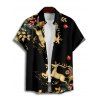 Holiday Couple Outfit Elk Christmas Tree Elements Print Dress and Shirt Set - Noir S | US 4
