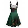 Holiday Couple Outfit Christmas Tree Star Pine Cone Print Dress and Shirt Set - Vert profond S | US 4