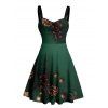 Holiday Couple Outfit Christmas Tree Star Pine Cone Print Dress and Shirt Set - Vert profond S | US 4