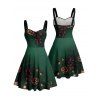 Holiday Couple Outfit Christmas Tree Star Pine Cone Print Dress and Shirt Set - Vert profond S | US 4