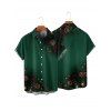 Holiday Couple Outfit Christmas Tree Star Pine Cone Print Dress and Shirt Set - Vert profond S | US 4
