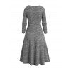 Robe à panneaux à imprimé ethnique Space Dye, robe à manches longues avec boutons factices et anneau en forme de cœur - Gris S | US 4