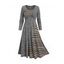Robe à panneaux à imprimé ethnique Space Dye, robe à manches longues avec boutons factices et anneau en forme de cœur - Gris S | US 4