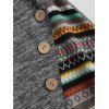 Robe à panneaux à imprimé ethnique Space Dye, robe à manches longues avec boutons factices et anneau en forme de cœur - Gris S | US 4