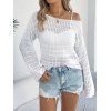 Pull tricoté ajouré de couleur unie, pull à épaules dénudées - Blanc XL | US 10