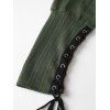 Haut texturé de couleur unie à lacets et découpes, col oblique, manches longues - Vert XXL | US 14