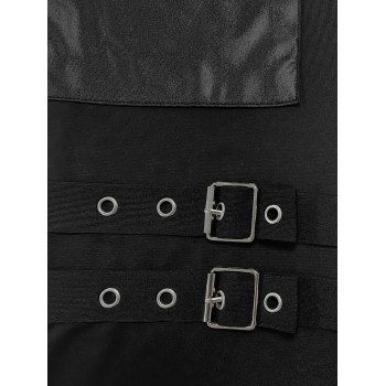 Gothic Leggings Solid Color O Ring Zipper Buckle Strap Skinny Leggings