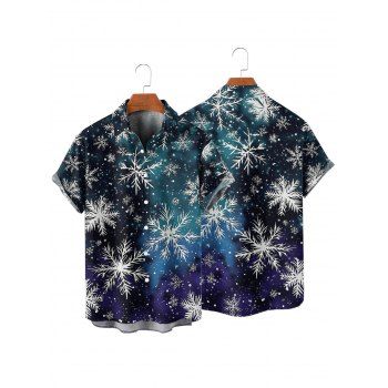 Christmas Couple Outfit Snowflake Print Faux Fur Dress and Shirt Set