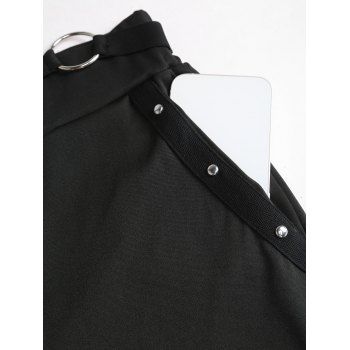 Gothic Leggings Solid Color Grommet Lace Up O Ring Skinny Leggings