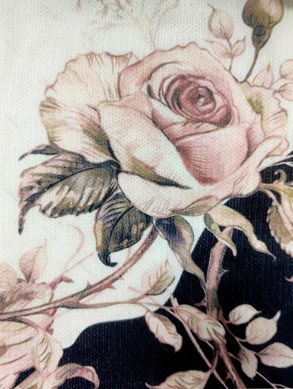 Pull tricoté de vacances à imprimé floral et feuilles, col en V ajouré, colorblock - Blanc S | US 4