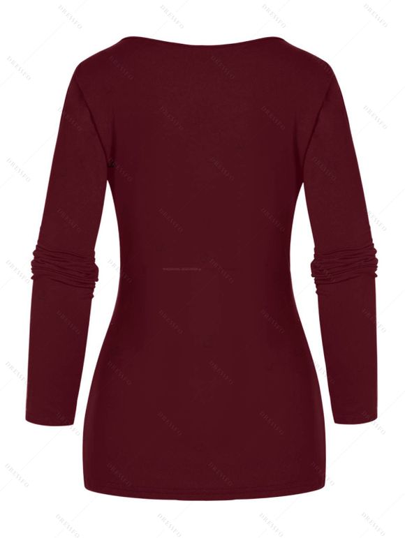 Gothic Women Outfit Grommet O-ring Cut Out Top and Buckle Leggings Set - Rouge Vineux S | US 4