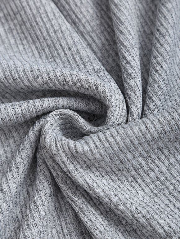 Haut à col oblique colorblock Haut à manches longues à boucle texturée - Gris Clair XXL | US 14