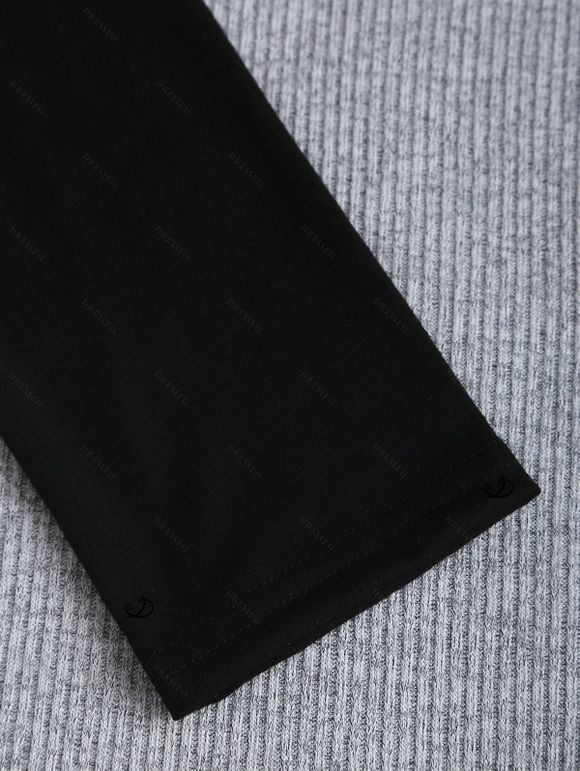 Haut à col oblique colorblock Haut à manches longues à boucle texturée - Gris Clair XXL | US 14