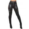 Leggings gothiques de couleur unie avec fermeture éclair et anneau en O et sangle à boucle - Noir XXXL | US 16